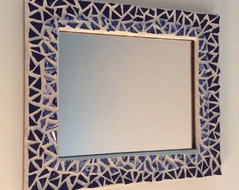 Mosaic Mirror or Picture Frame, Made from recycled pottery.