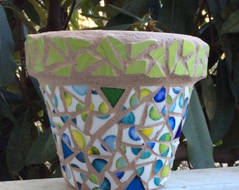 Mosaic Flower Pot, Spot On, made from recycled pottery