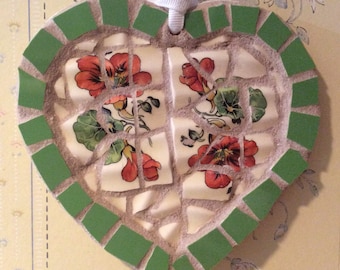 Mosaic Heart made from recycled pottery