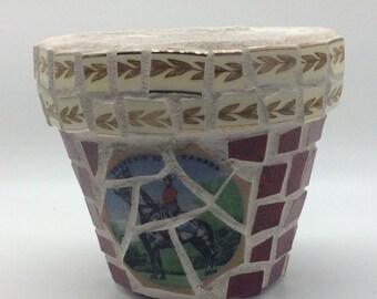 Mosaic Flower Pot, Canadian Souvenier, made from recycled pottery