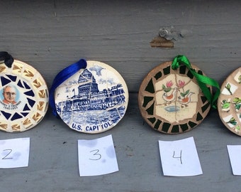 Mosaic Ornaments, made from recycled pottery
