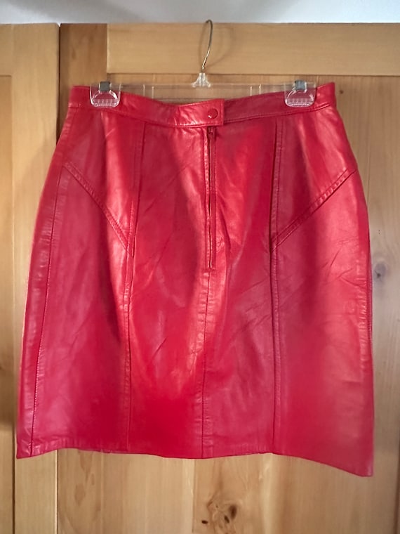 Firenze Genuine Red  Leather Skirt size 14