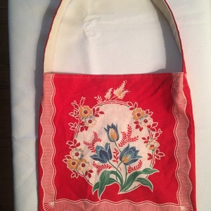 tea towel tote bag - handmade-retro floral print