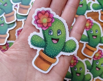 Happy Cactus, Sticker, desert, sand, plant, cactus plant