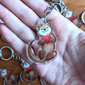 Happy Otter Keychains, fanart, acrylic charm, cute animal image 1