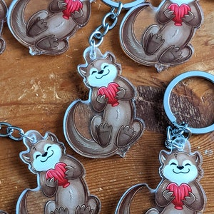 Happy Otter Keychains, fanart, acrylic charm, cute animal image 3