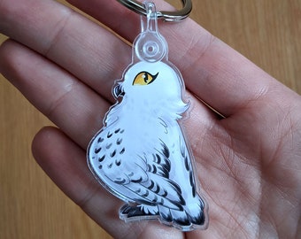 Snow Owl Keychains, fanart, acrylic charm, snow owl charm, magic world