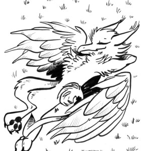 Drawtober day 15 - relax - Little griffin, china ink