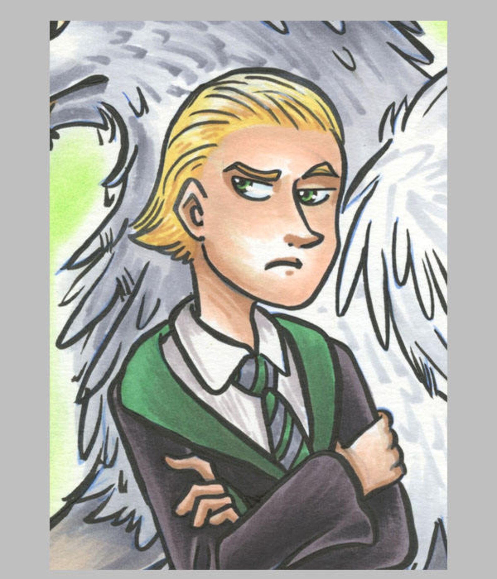 Draco Malfoy illustration original buckbeak hippogriff Etsy