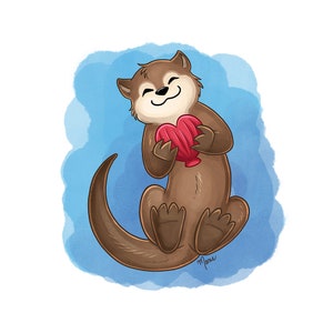 Happy Otter Keychains, fanart, acrylic charm, cute animal image 4