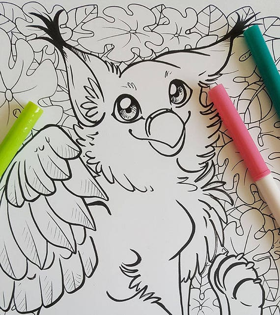 Griffon Coquin Illustration Illustration A Colorier Dessin A Etsy
