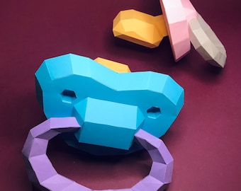 DIY Papercraft 3D Pacifier PDF Printable Template