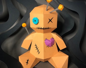 DIY Paper Craft Voodoo Doll Halloween House Decor PDF Printable Template