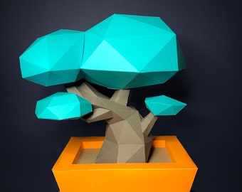 3D Paper Craft Bonsai Tree  PDF/DXF/SVG Printable Template
