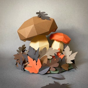 DIY 3D Papercraft Boletus Mushrooms PDF Printable Template
