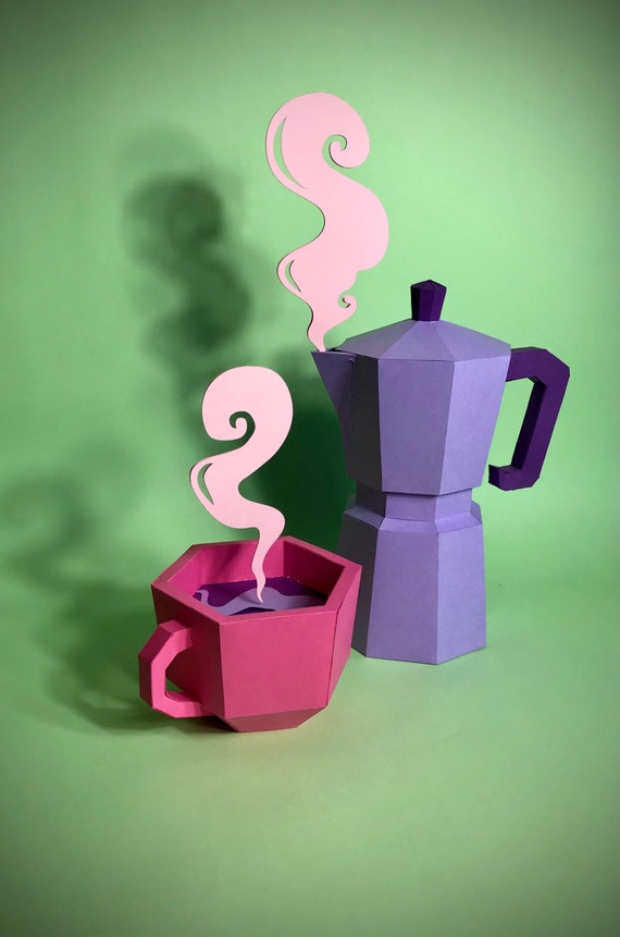Morning Coffee 3D paper craft PDF/DXF/SVG printable template set