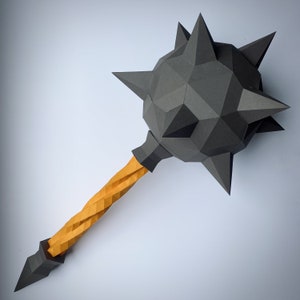 DIY 3D Papercraft Mace PDF Printable Template