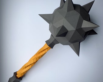 DIY 3D Papercraft Mace PDF Printable Template