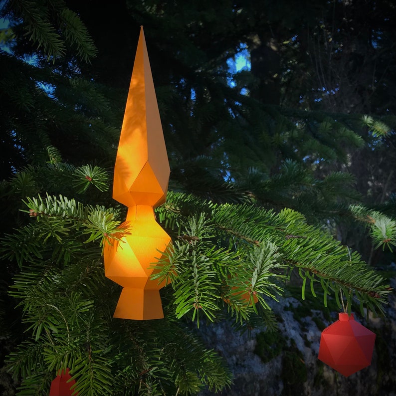 DIY 3D Paper Craft Christmas Tree Ornaments and Topper PDF Printable ...