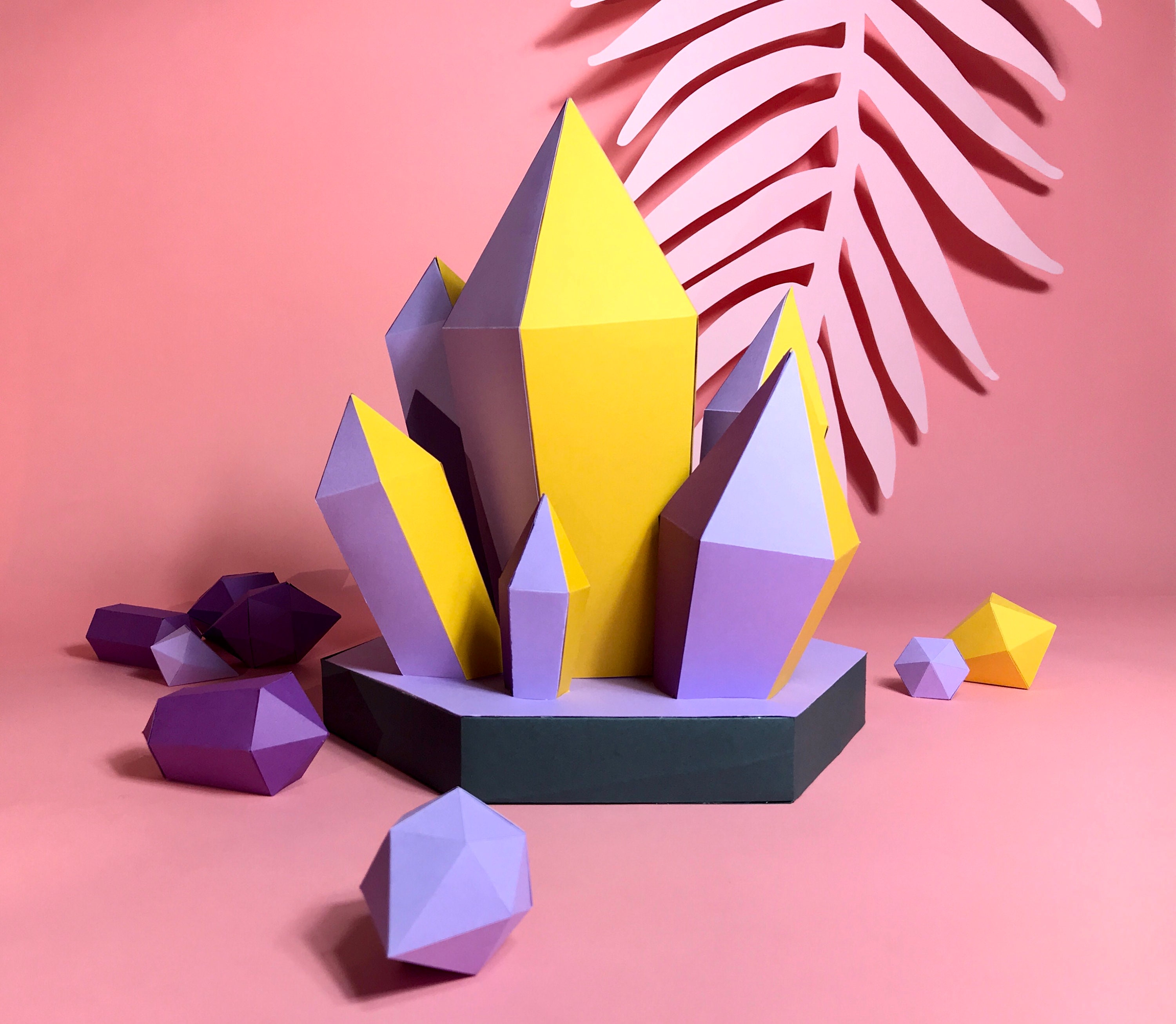 DIY 3D Papercraft Crystals Printable Template Set Etsy Canada