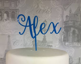 Personalised name birthday cake topper custom lasercut script acrylic UK age script first name