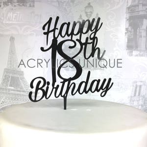 18th Birthday Cake topper, 18 acrylic cake topper, 19 COLOURS made in the UK high quality food safe