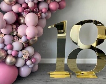 4ft LARGE Free standing numbers letters event prop party balloon gold mirror silver rose gold birthday fillable