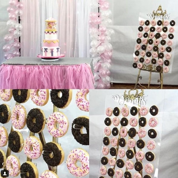 Donut wall LARGE acrylic display doughnut 48 to 96 dounts party candy cart glitter donut stand