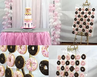 Pared de donuts GRAN anillo de acrílico muestra rosquilla 48 a 96 dounts fiesta carro de caramelo brillo donut stand