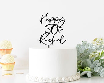 Personalised birthday cake topper acrylic custom name 18th 21st 25th 30th 40th 50th 60th 70th 80th