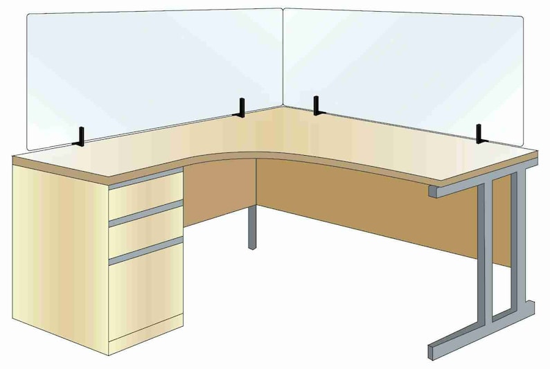 Acrylic screen Sneeze Office Counter Desk perspex Divider desk clamp bracket 5mm image 2