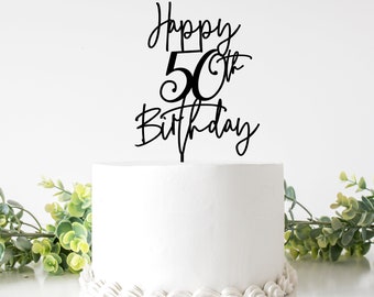Happy Birthday cake topper 50th, 30th 40th 60th 70th 80th 90th custom age