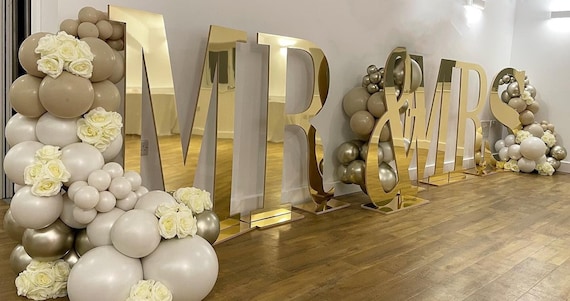 4FT LARGE MR & MRS letters gold mirror silver mirror mdf prop event wedding sign