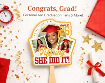 Personalized Graduation Photo Fan, Custom Senior Party Decor, Class of 2027