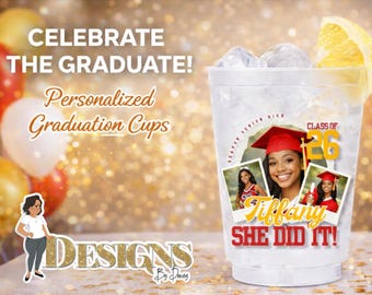 Personalized Graduation Party Cups | Custom Photo Graduation Cups |