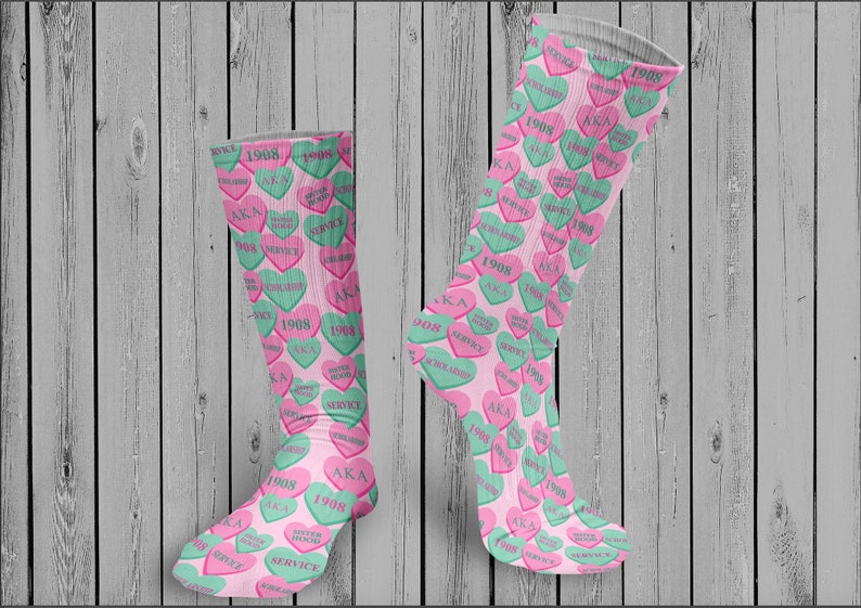 AKA Valentine/'s Day Conversation Heart Socks
