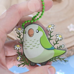 Kawaii acrylic keychain monk parakeet parrot bird