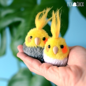 Miniature cockatiel parrot bird plush, cute and kawaii with keychain option