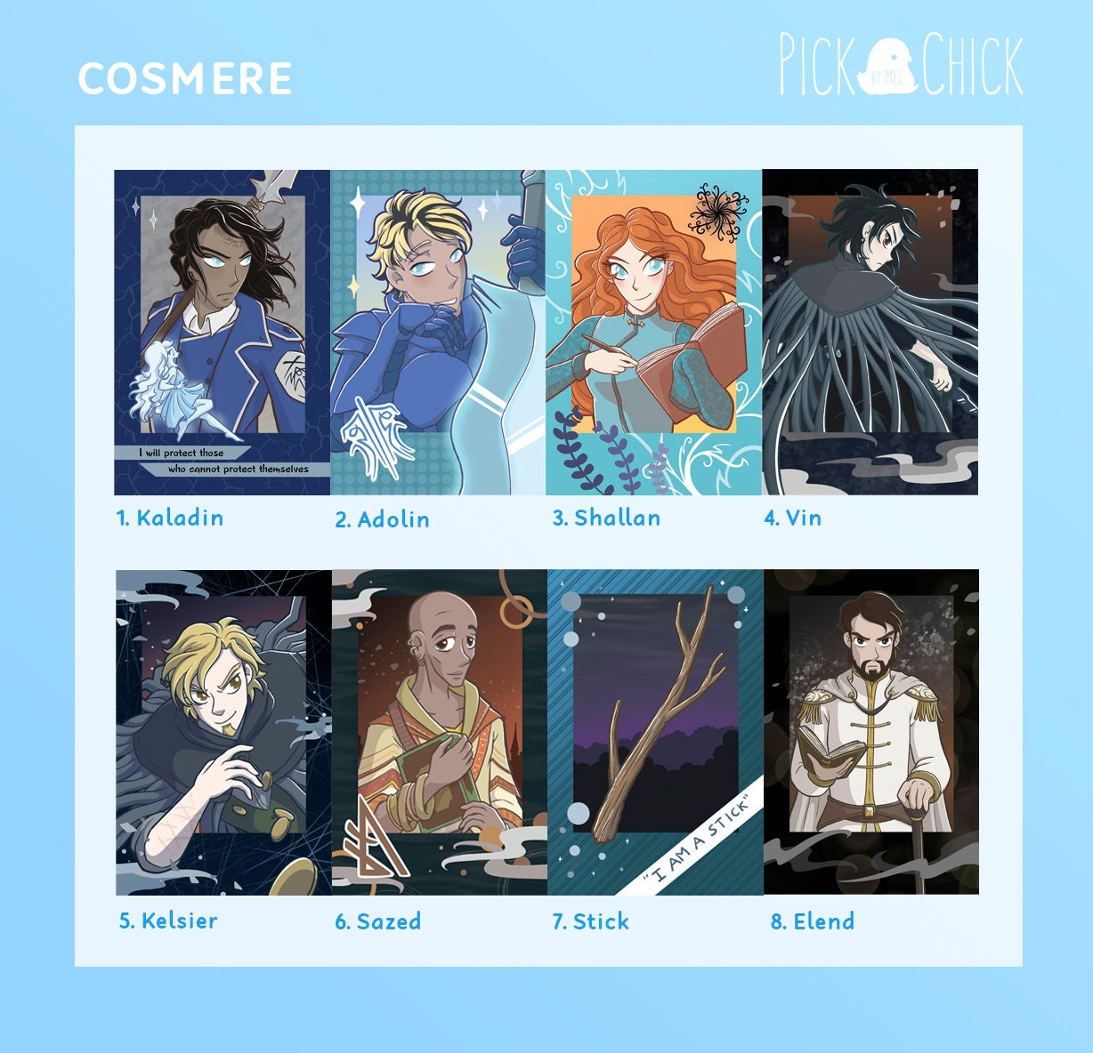 Photocards Inspired in Cosmere Characters (mistborn and Stormlight  Archive), by Brandon Sanderson - Etsy