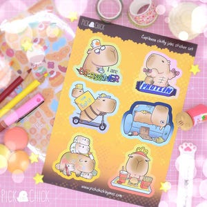 Set Capibara, divertenti adesivi in vinile pre-fustellati kawaii