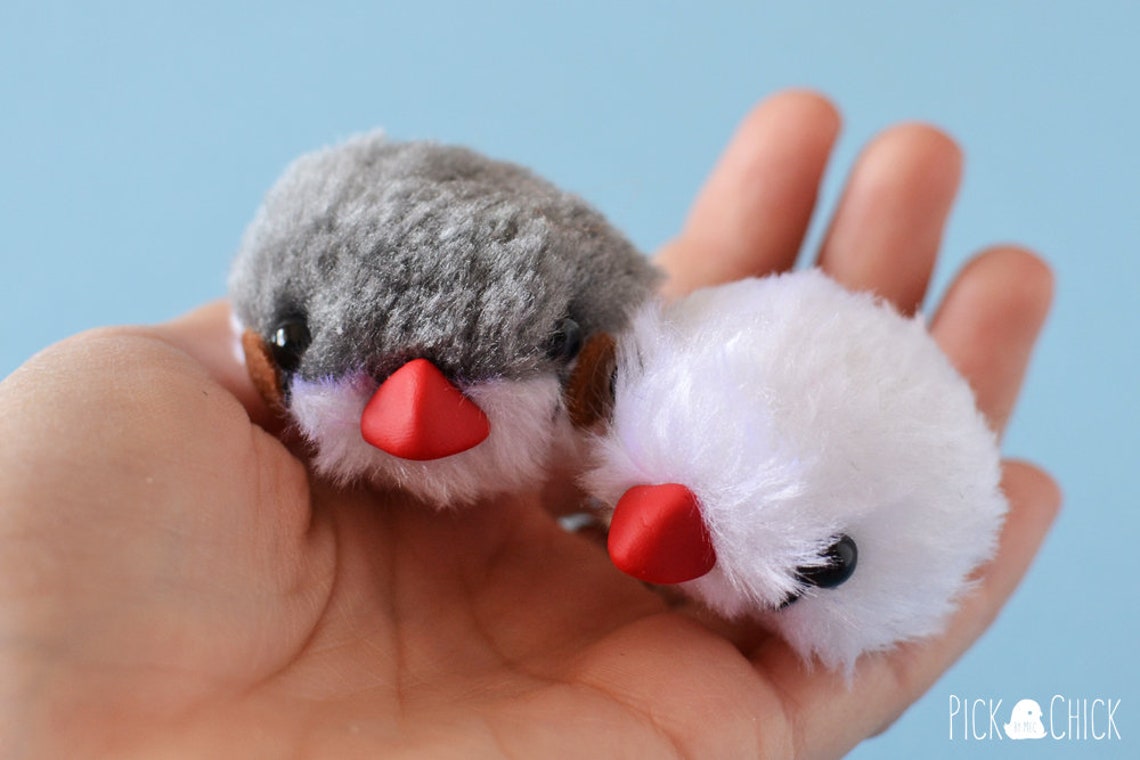 ZEBRA FINCH Miniature plush doll handmade and with optional Etsy