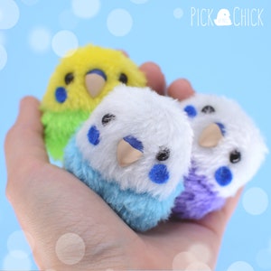 Miniature parakeet budgy parrot bird plush, cute and kawaii with keychain option