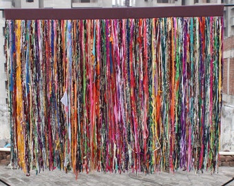 Recycled Sari Fabric Valance: Boho Window Hanging, Hippie Decor