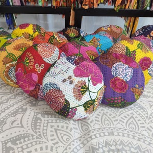 Decorative Boho Pillow Kantha Throw Pillow Round Cushion Colorful Pillow Farmhouse Pillow Cotton Pillow Hippie Throw Cushion