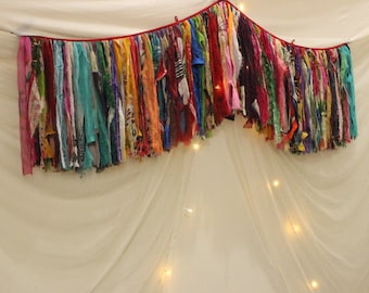 Boho Sari Curtains: Recycled Fabric Window Hanging, Bohemian Decor