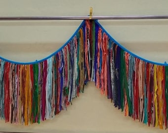 Tapiz de pared bohemio con sari de trapo, decoración bohemia