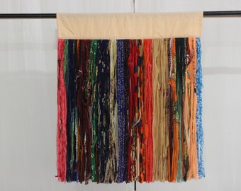 Boho Rag Curtain: Recycled Sari Fabric Garland, Bohemian Window Valance