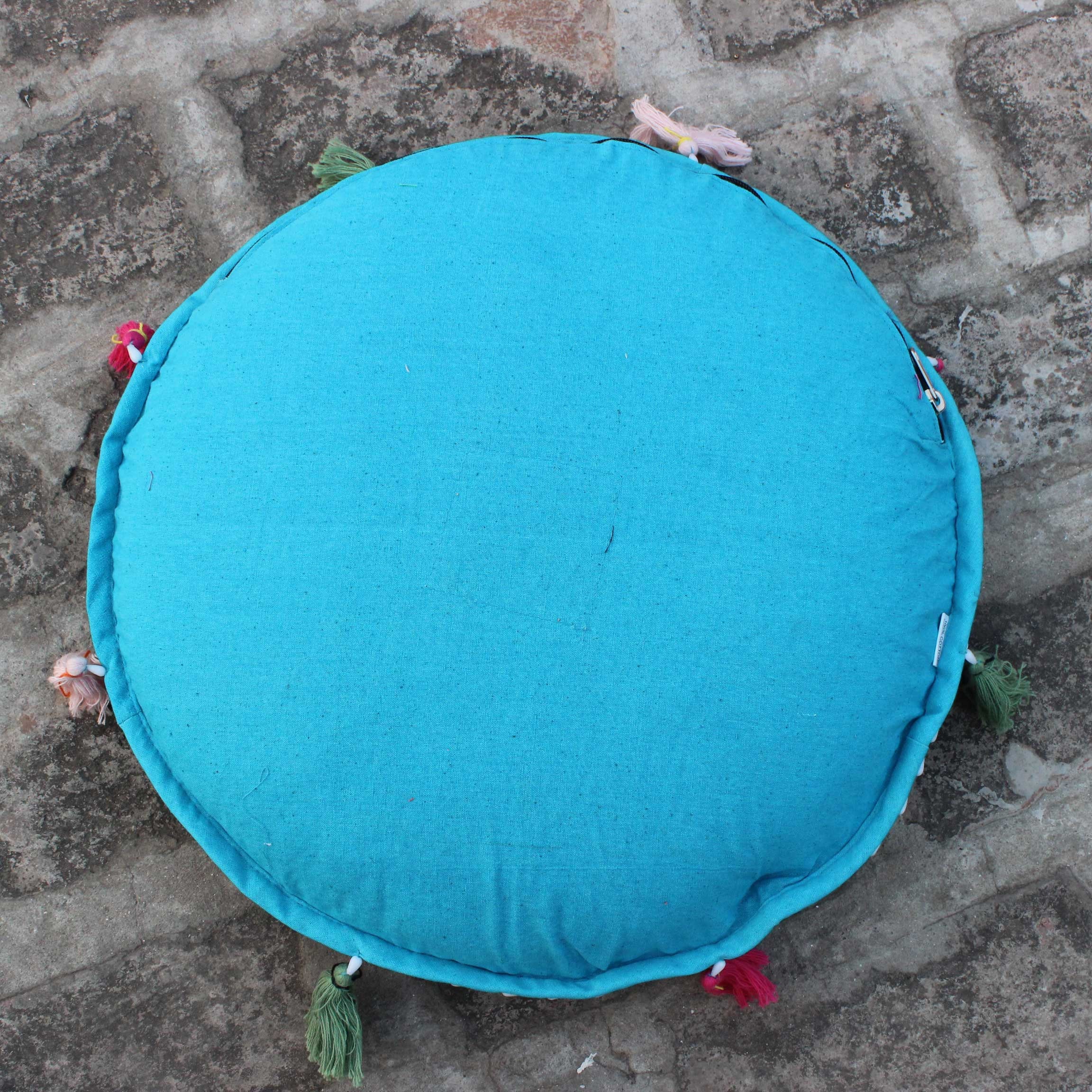 17 Turquoise Round Floor Pillow Cover Indian Floor Etsy
