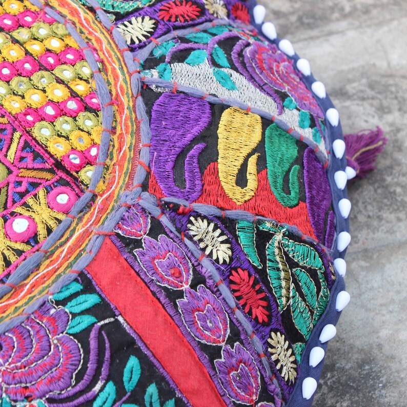 17 Navy Blue Floor Pillow Cover Indian Deco Round Pillow Etsy