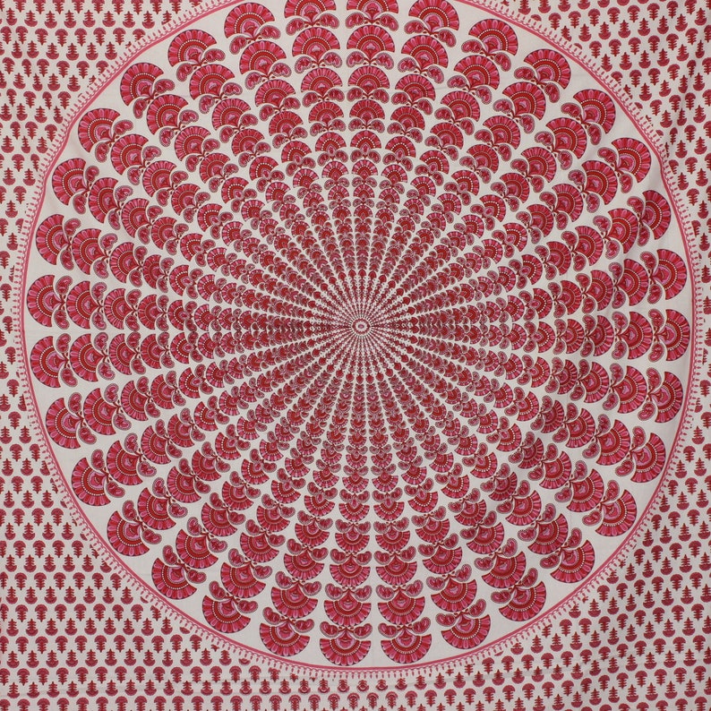 Red Wall Tapestry Hippie Indian Hanging Mandala Bohemian Dorm Psychedelic Decor Art
